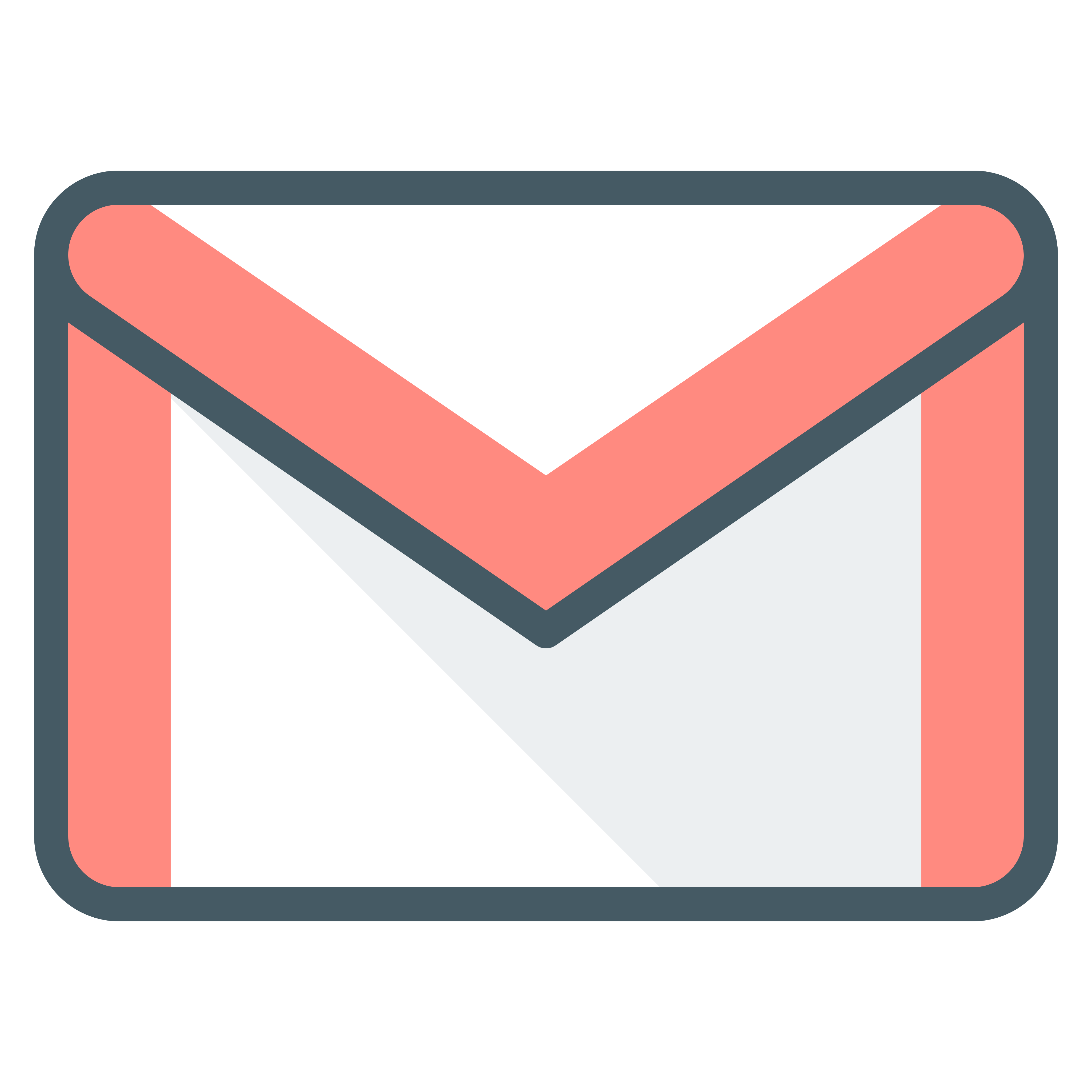 A gmail icon in the form of a white letter with red details