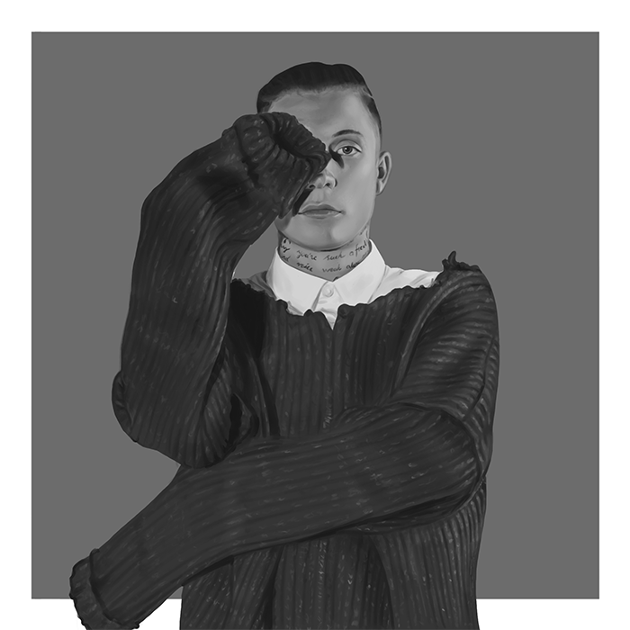 Digital drawing picturing Loic Nottet from the cover of his song Million Eyes.